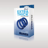 Zolo Extra Thick Silicone Cock Rings 3-Pack - 3 Sizes for Comfort Blue COCK RING Set